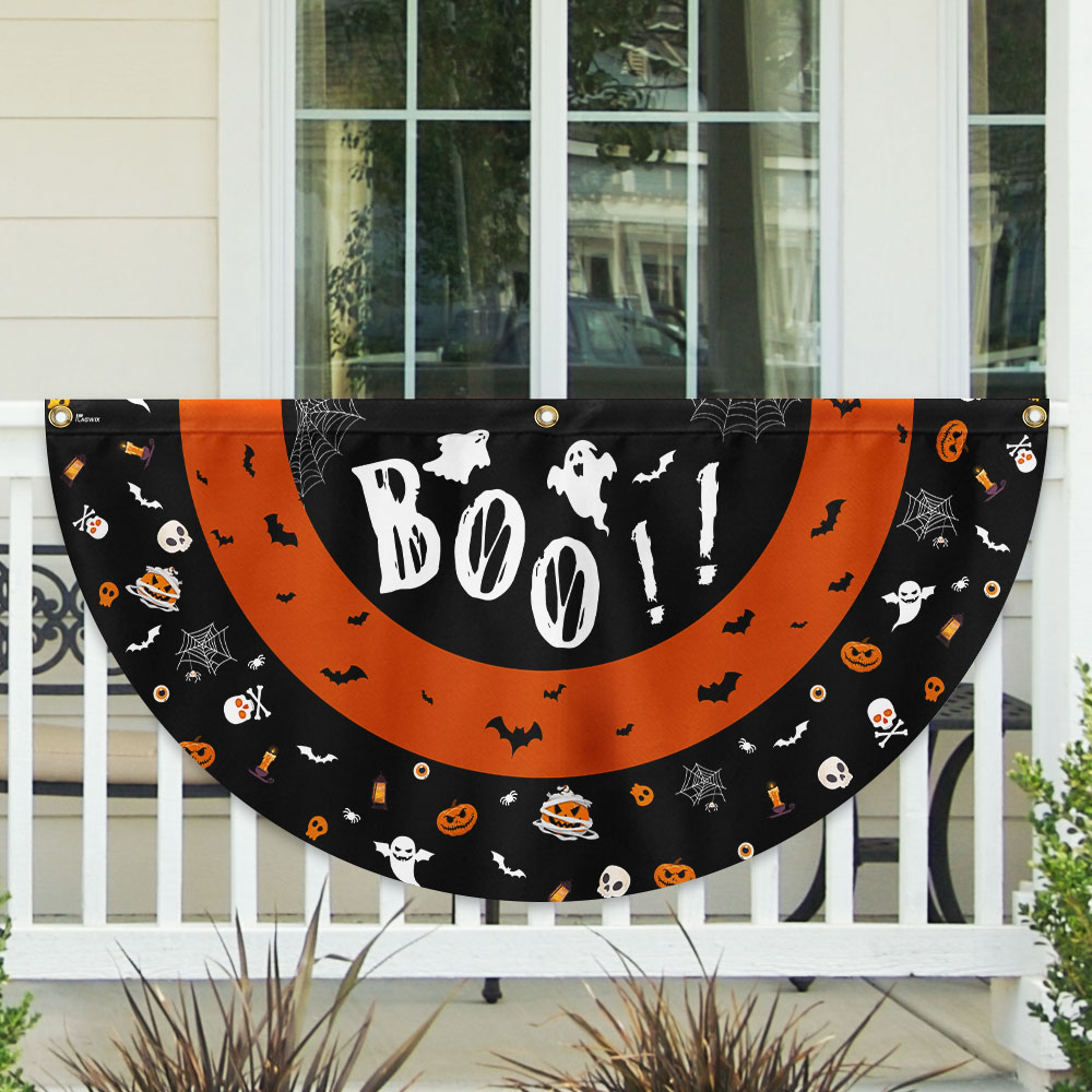 Happy Halloween Spooky Ghost Boo Non-Pleated Fan Flag