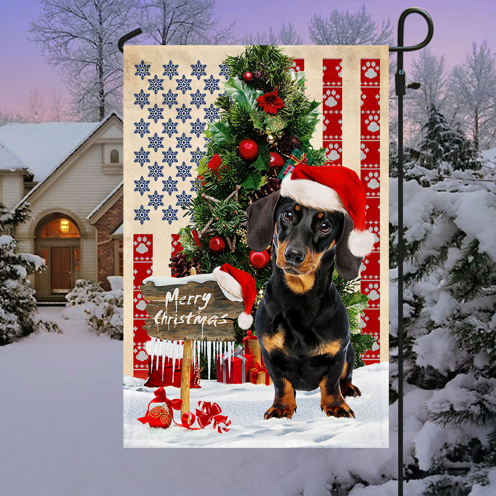 Dachshund Dog Christmas American Flag