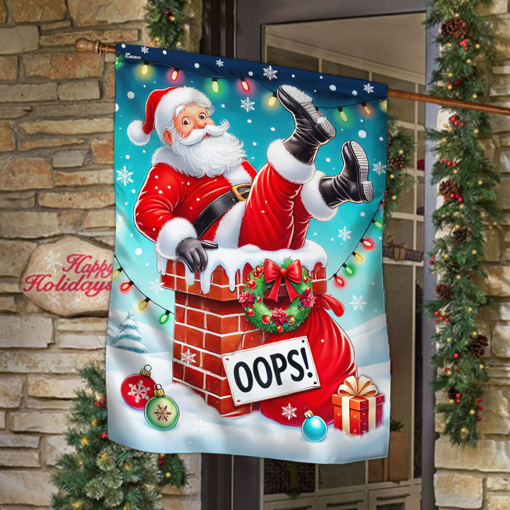 Funny Santa Claus Christmas Flag Santa Is Coming Flag