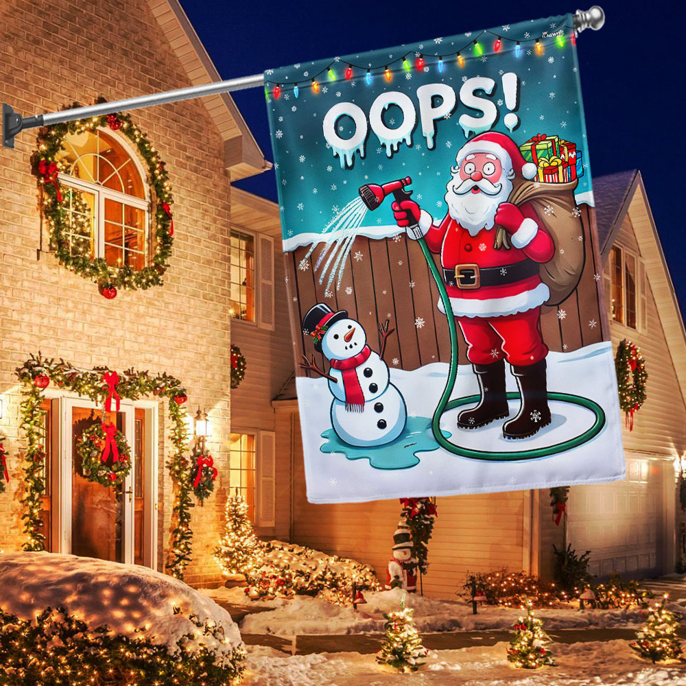 Funny Santa Claus Snowman Christmas Flag