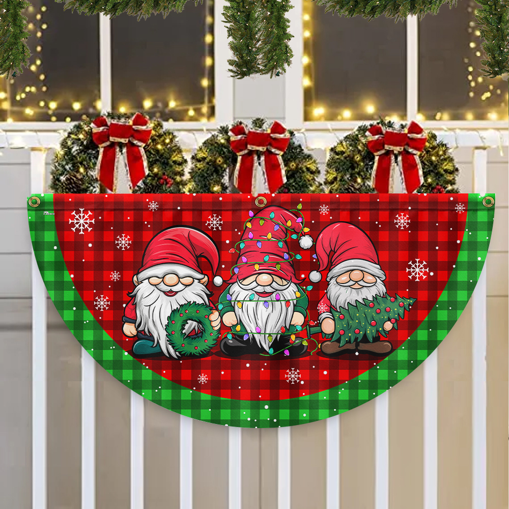 Gnome Christmas Non-Pleated Fan Flag