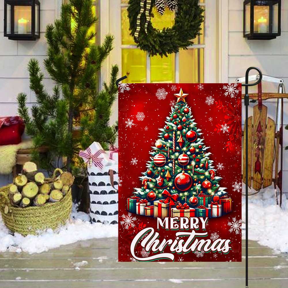 Merry Christmas Tree Winter Holiday Flag