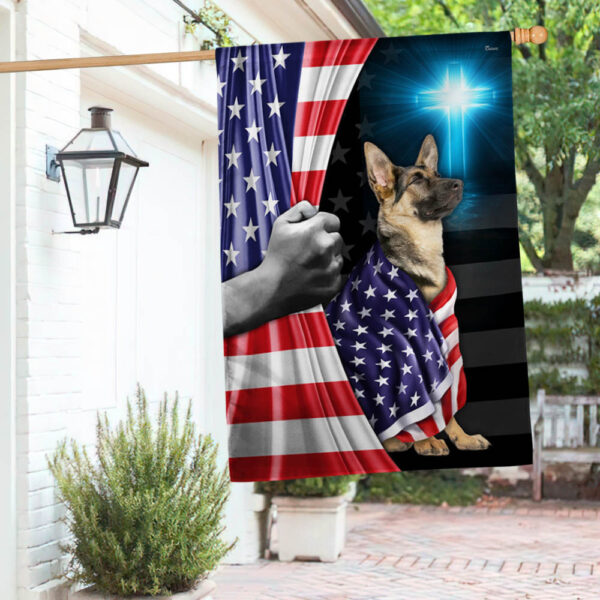 German Shepherd Patriotic American Flag