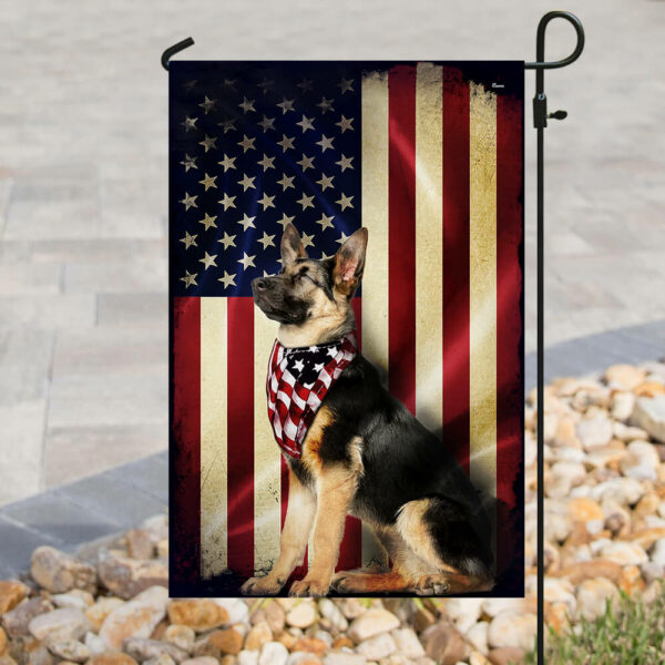 German Shepherd American Flag Wrapped in Glory