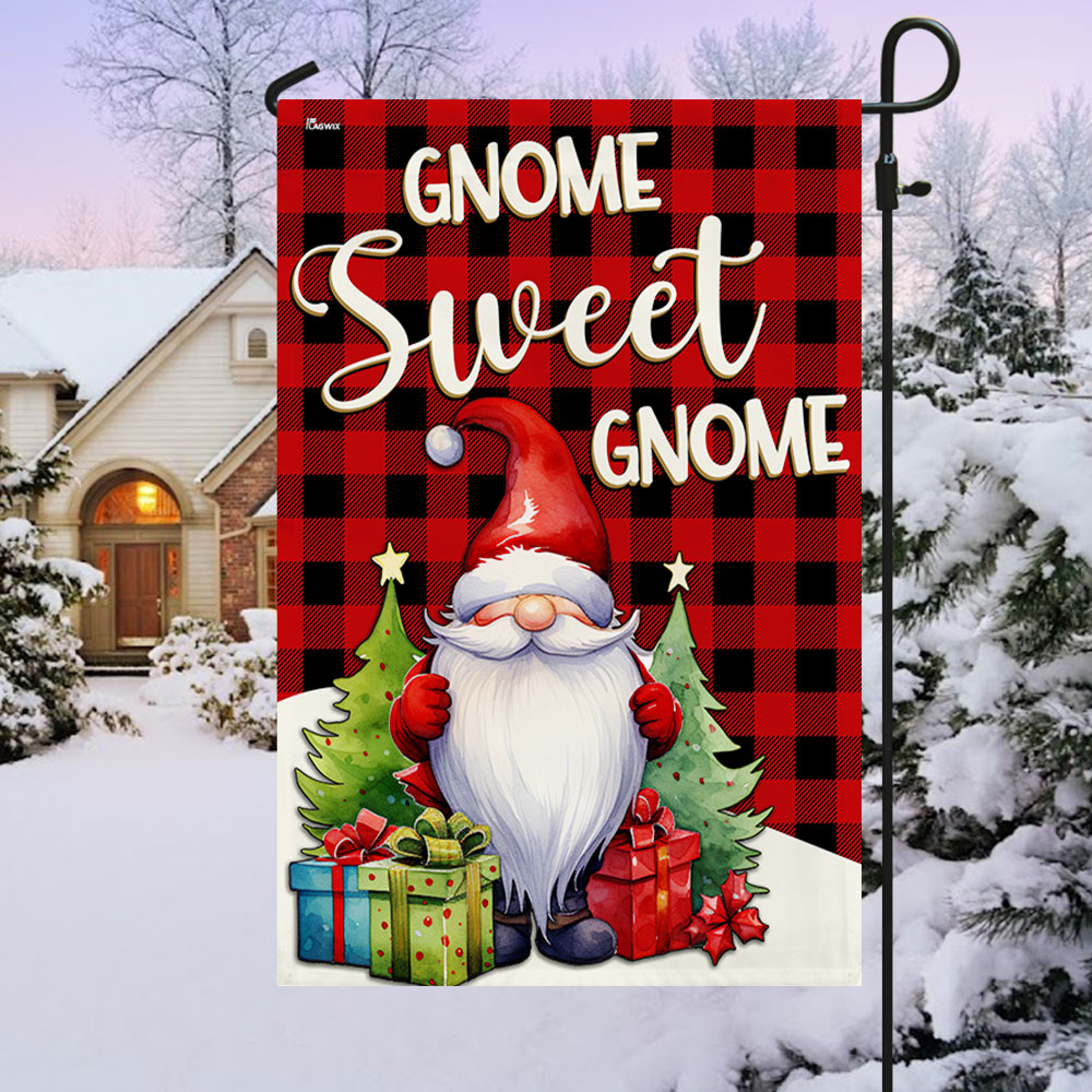 Gnome Sweet Gnome Christmas Flag