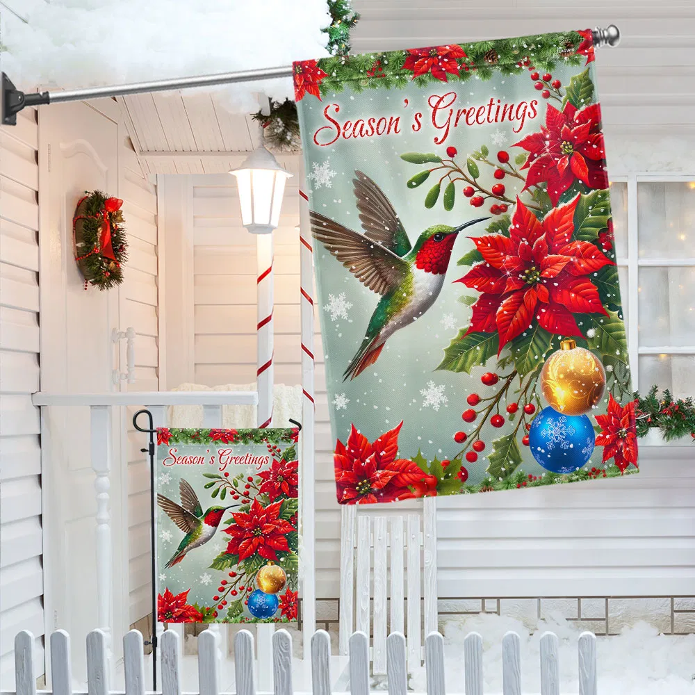 Hummingbird Christmas Season’s Greetings Flag