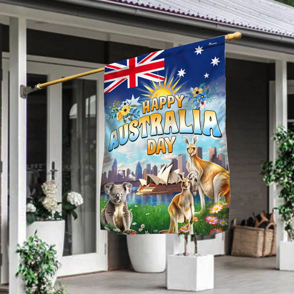 FLAGWIX Happy Australia Day Koala and Kangaroo Australian Flag