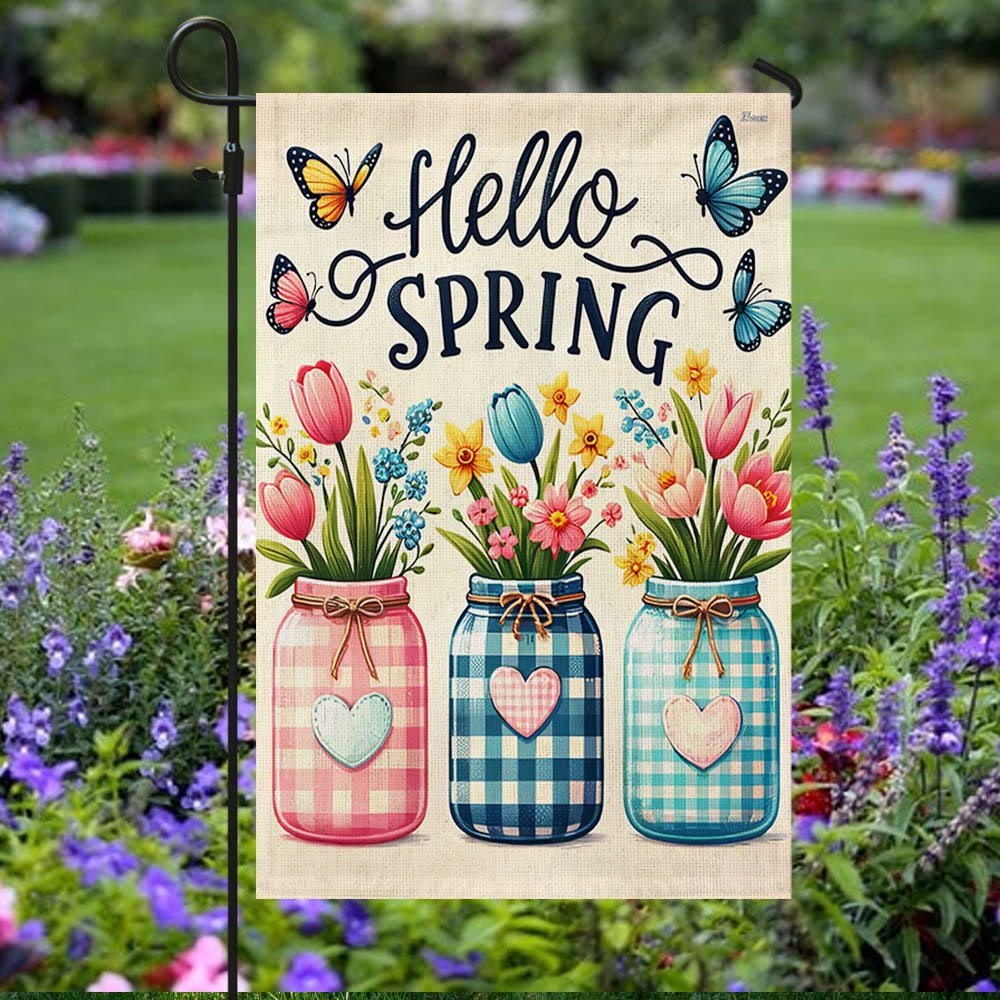 FLAGWIX Hello Spring Flowers Flag