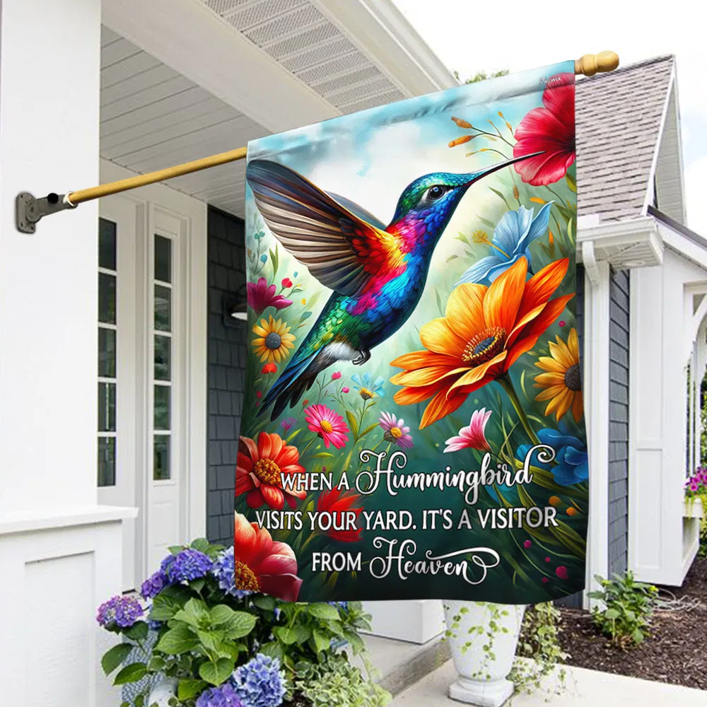 FLAGWIX Hummingbird When A Hummingbird Visits Welcome Spring Flag