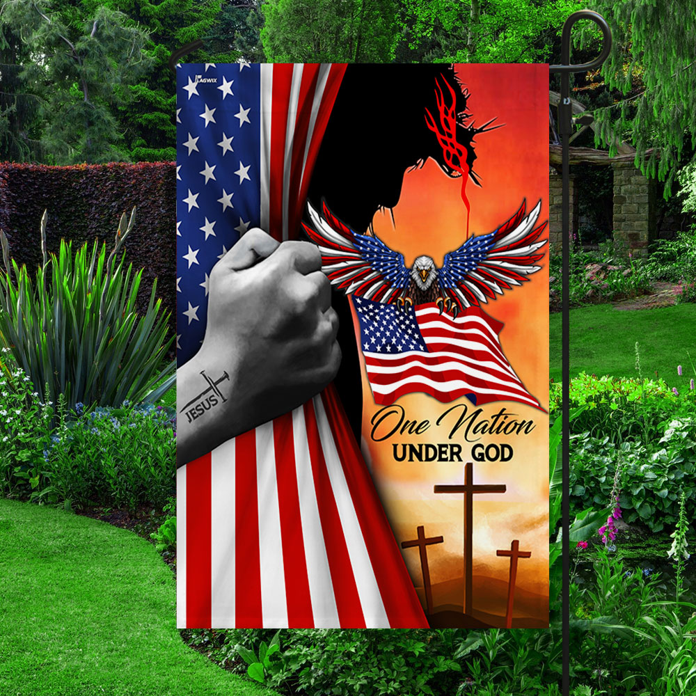 Jesus American One Nation Under God Eagle Flag