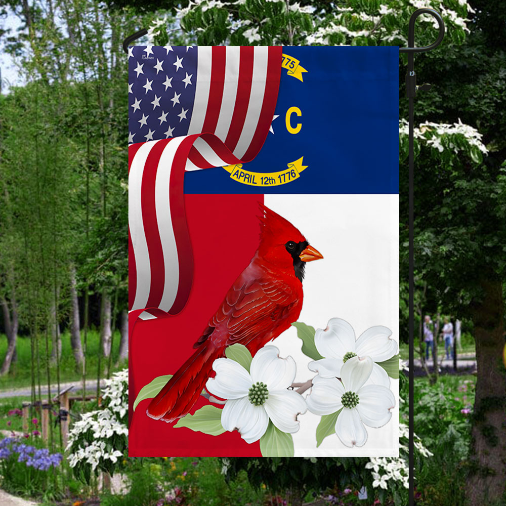 North Carolina State Cardinal and Dogwood Flower Flag