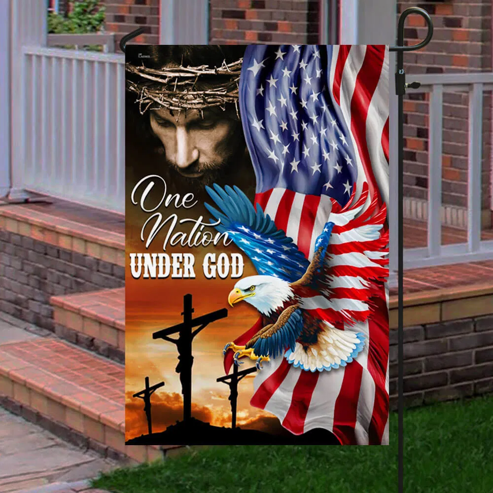 One Nation Under God, Jesus Christian American Eagle Flag TPT846F 3-Day Shipping