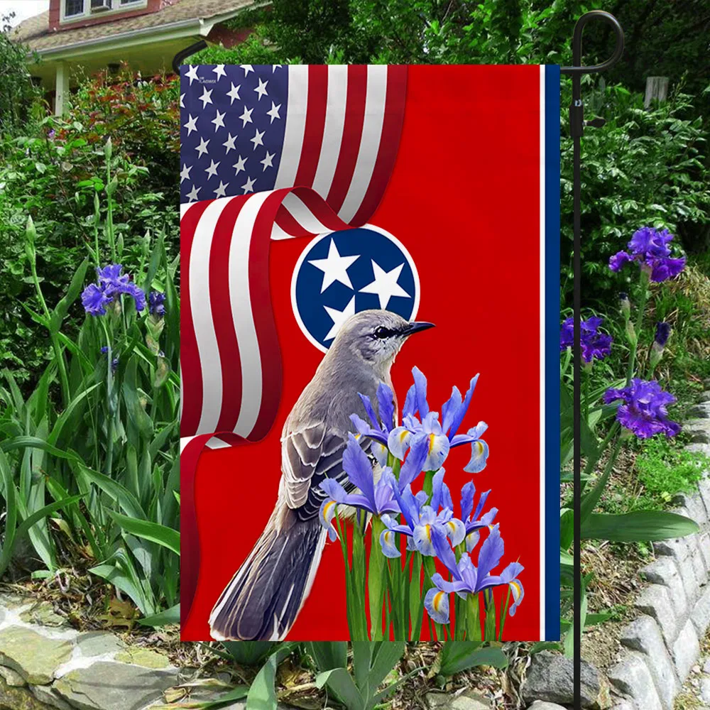 Tennessee State Mockingbird and Iris Flower Flag