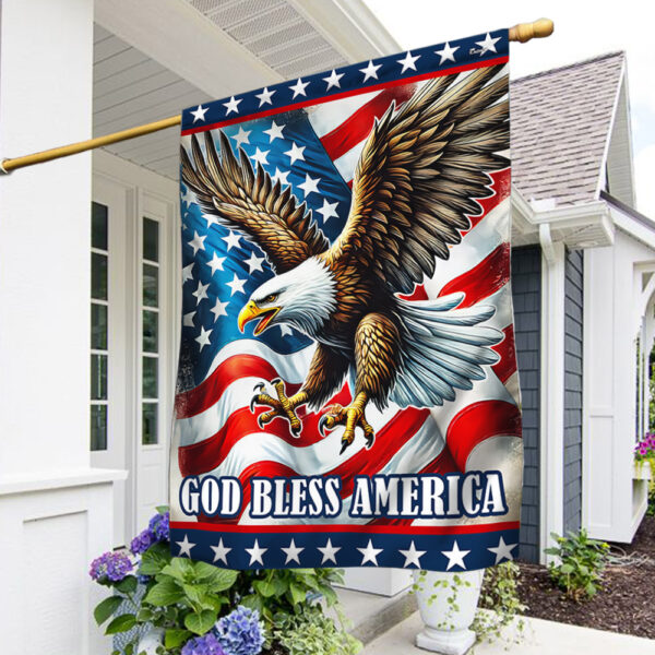 God Bless America Patriotic Eagle Flag